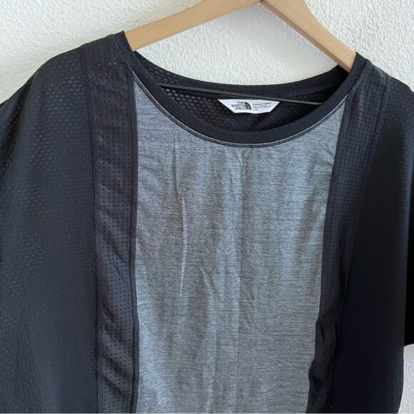 The North Face Black Gray Mixed Media mesh T-shirt Tee Flash Dry Large - Picture 5 of 8
